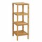 Solid Wood 4-Tier Bathroom Shelf with Natural Wicker Drawer Freestanding Storage Organizer for Towels, Toiletries & Decor